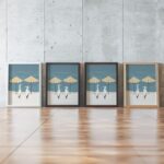 Minimalist Herons Beach Poster