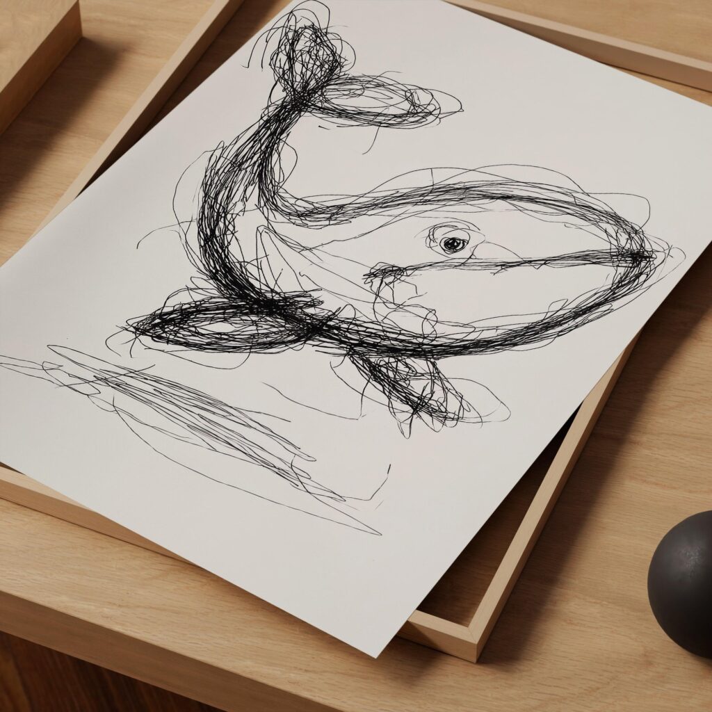 Minimalist Whale Sketch Print