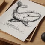 Minimalist Whale Sketch Print