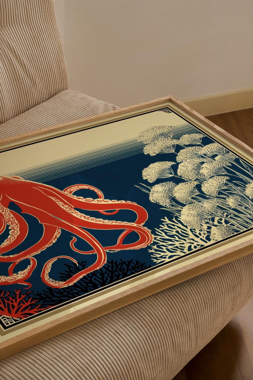 Octopus Red Navy Wall Art