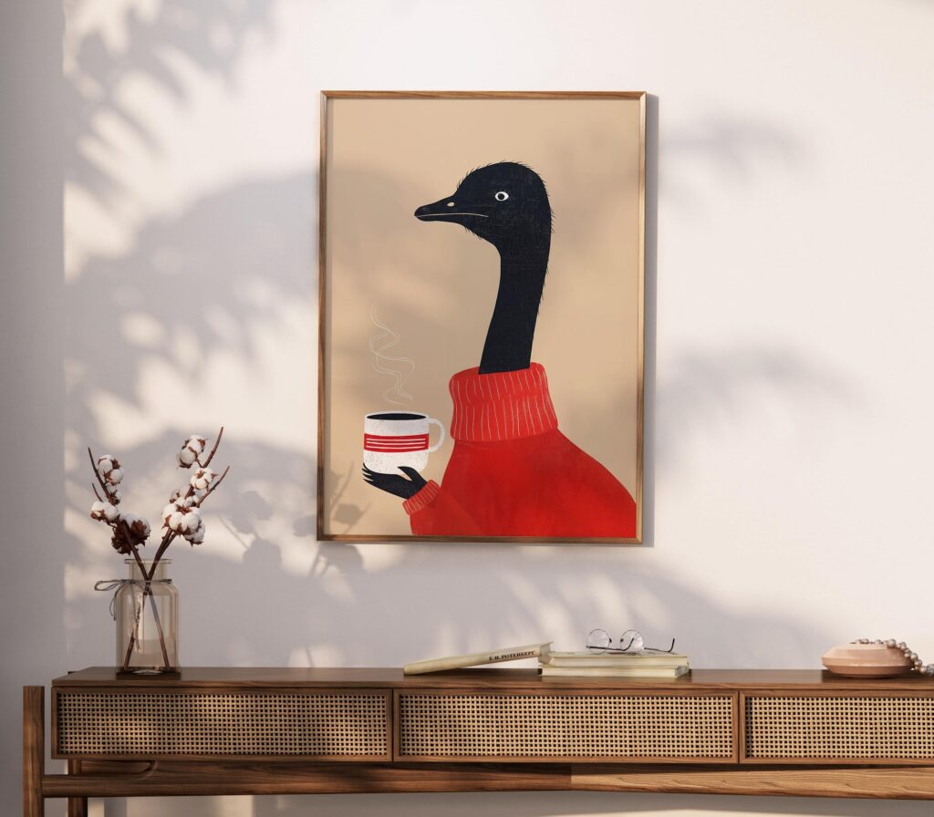 Ostrich Coffee Print