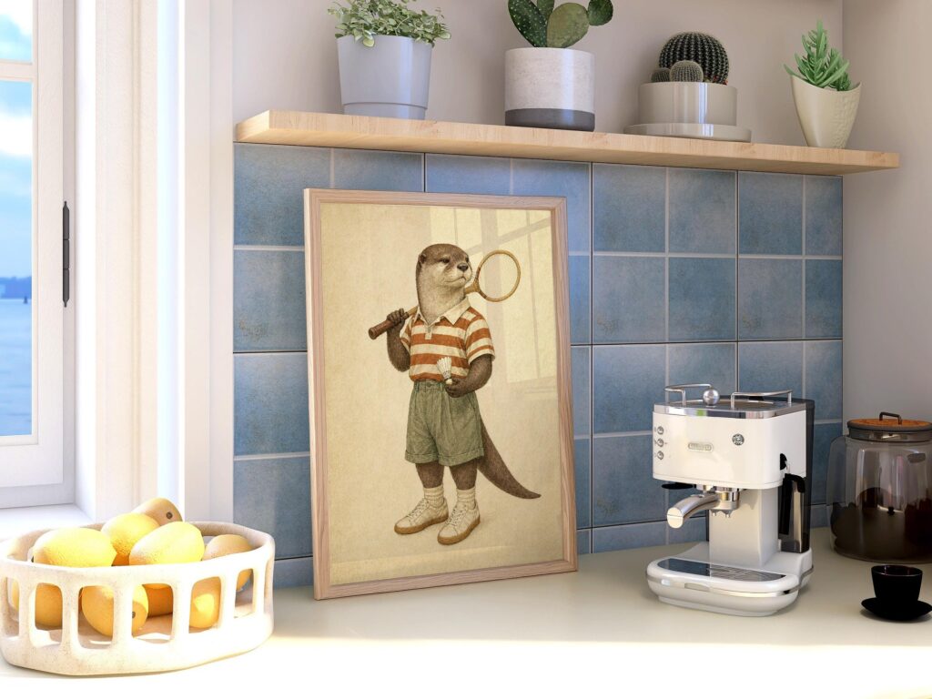 Otter Playing Badminton Print