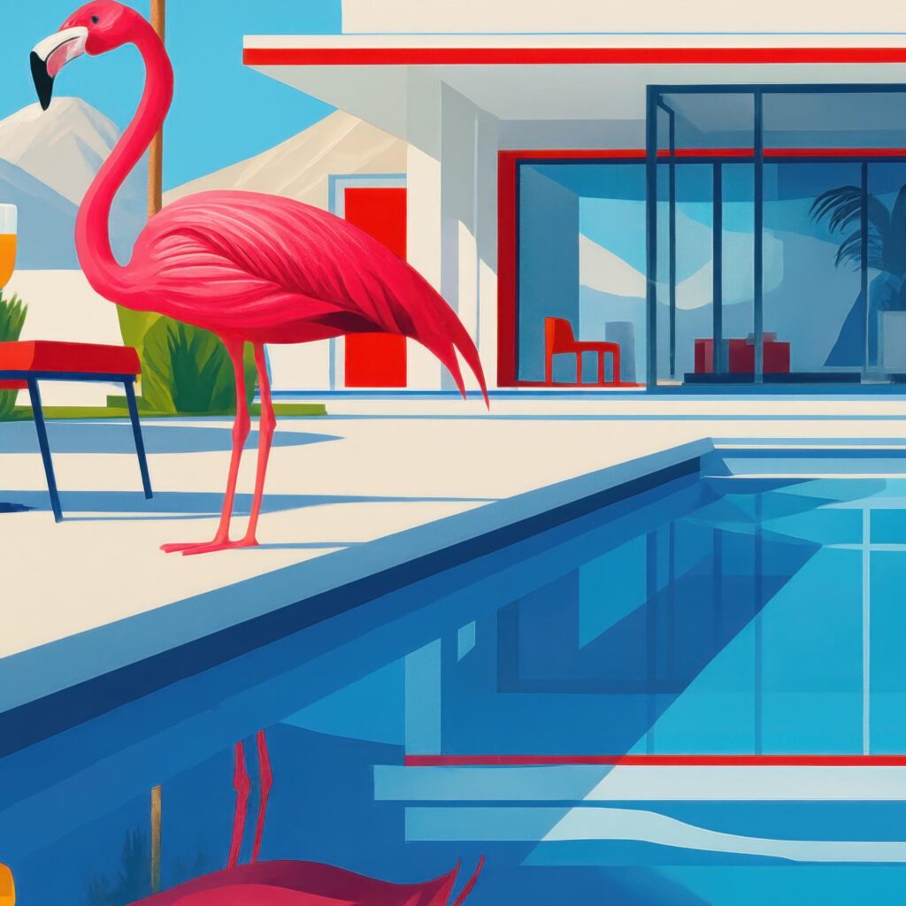 Palm Springs Flamingo Art Print