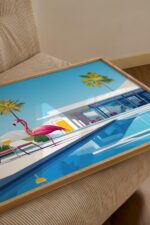 Pink Flamingo Pool art print