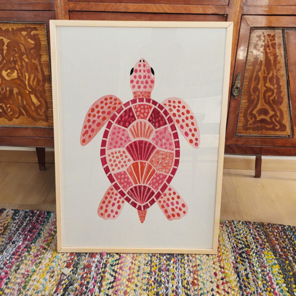 Pink Sea Turtle Print