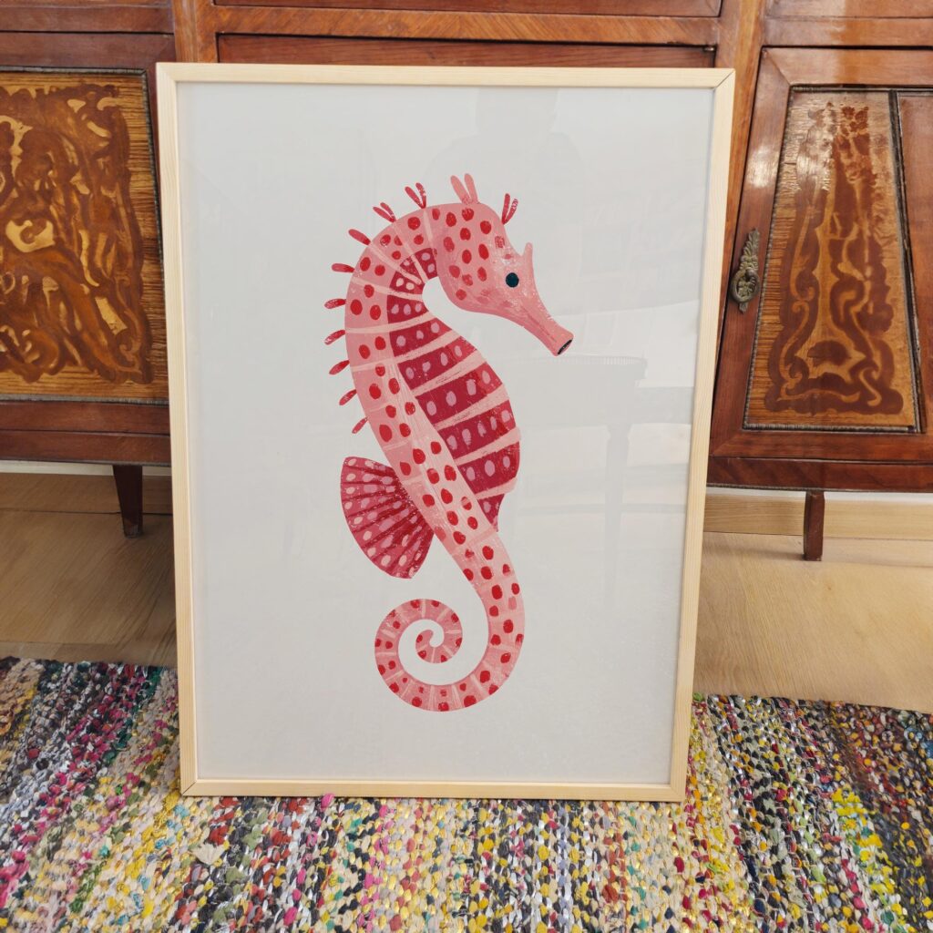 Pink Seahorse Print