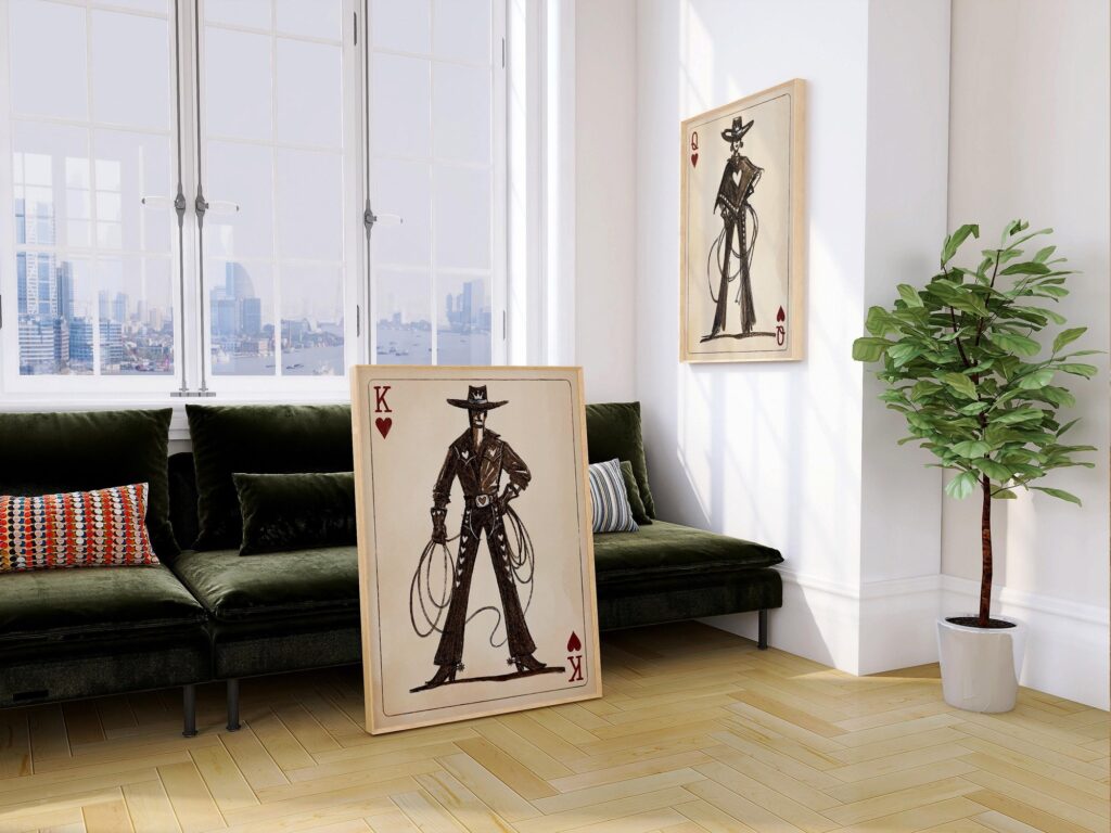 Playing Card Western Art Prints Set of 2