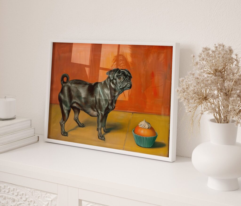 Pug and Cupcake Art Print