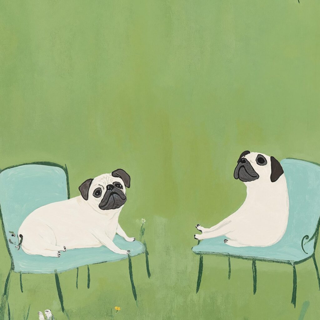 Pug Garden Print