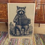 Raccoon Playing an Accordion in the Desert Print