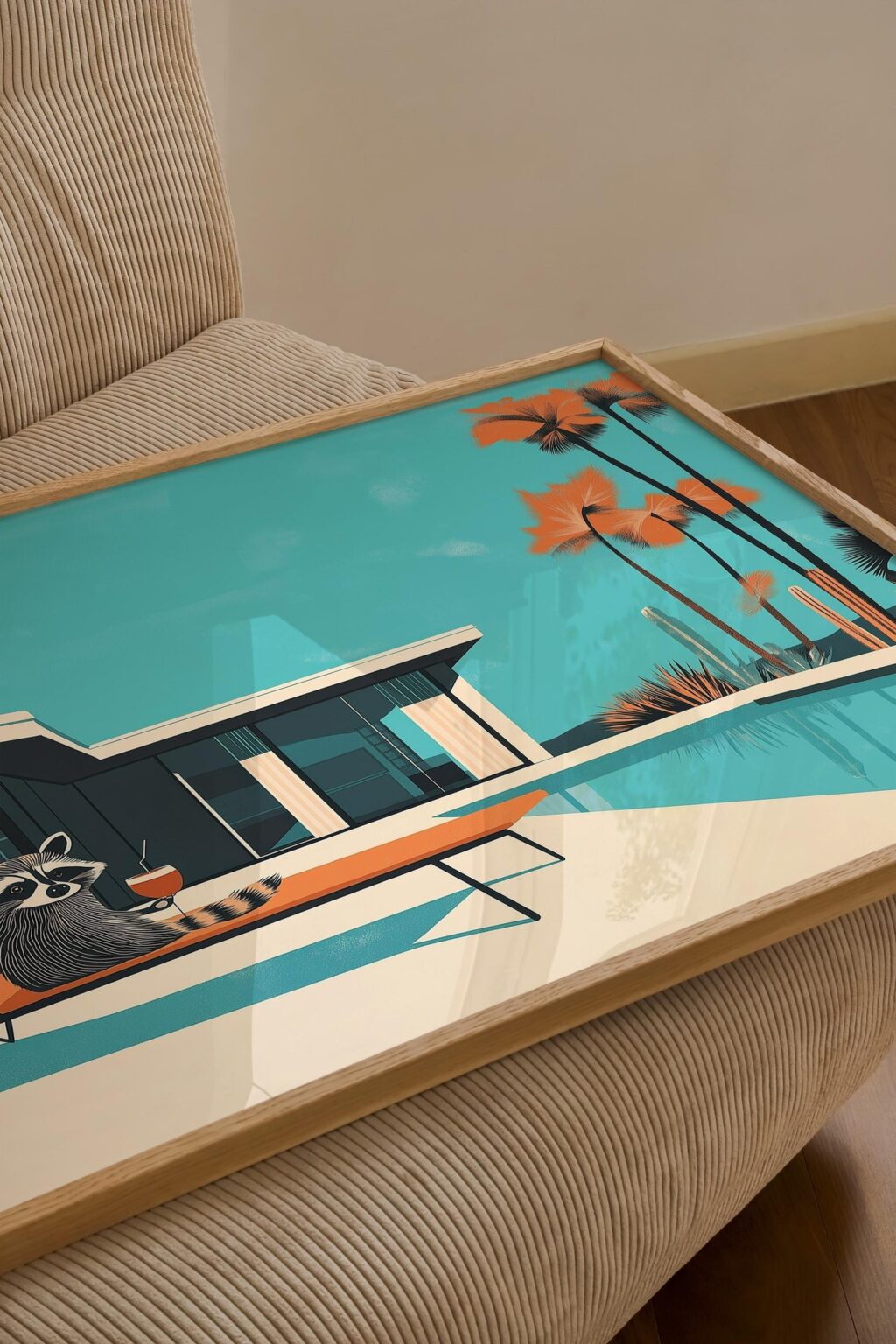 Raccoon Poolside Cocktail Art Print