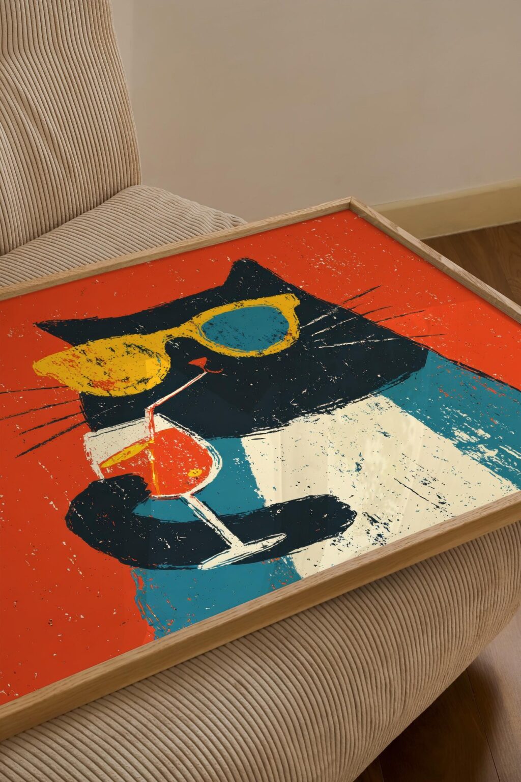 Retro Cat Cocktail Art Print