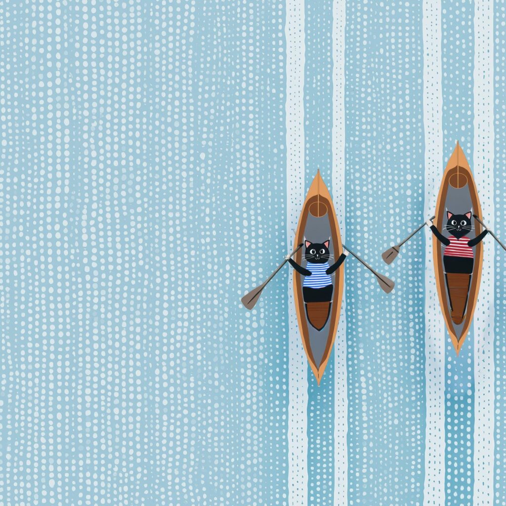 Rowing Cats Art Print