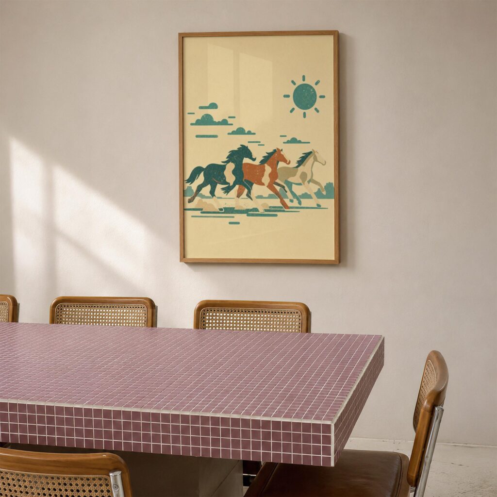 Running Wild Horses and Sun Print