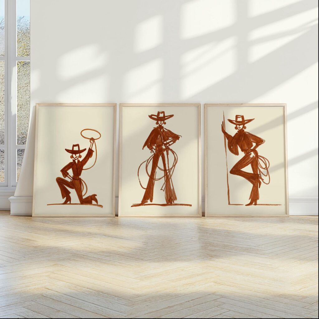 Rust Cowgirl Set of 3 Prints