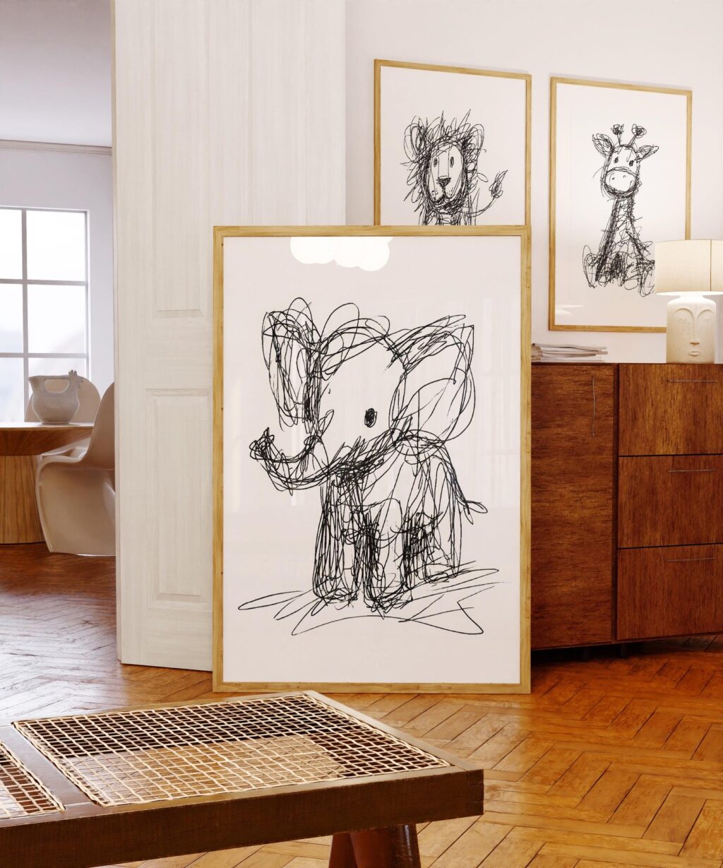 Safari Sketch Set of 3 Wall Art Prints
