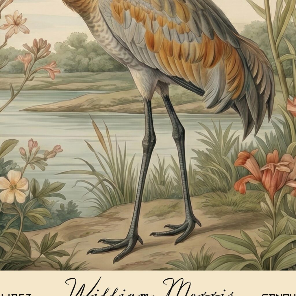 Sandhill Crane William Morris Art Print