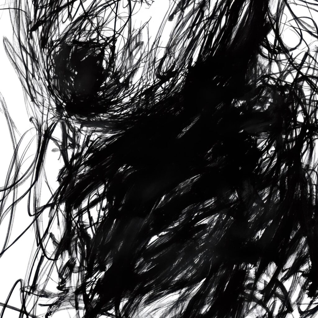 Scribble Dog Black White Print