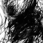 Scribble Dog Black White Print