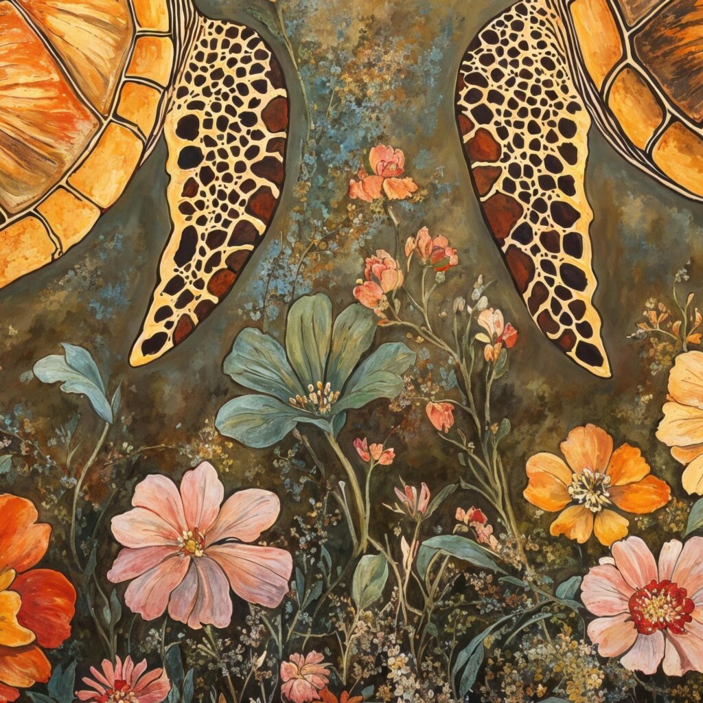 Sea Turtle Botanical Wall Art