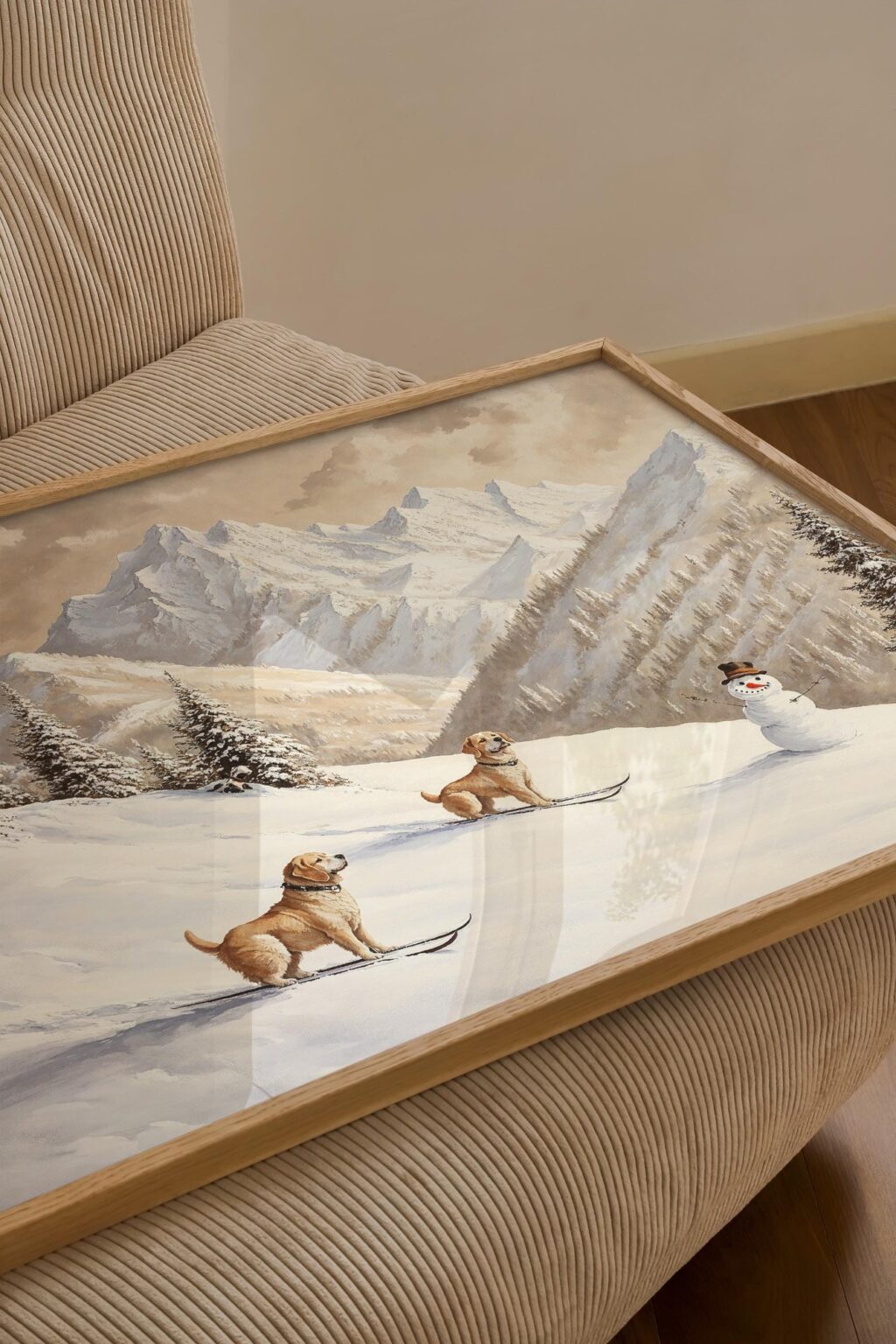 Skiing Dogs Winter Art Print