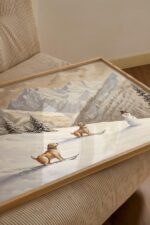 Skiing Dogs Winter Art Print