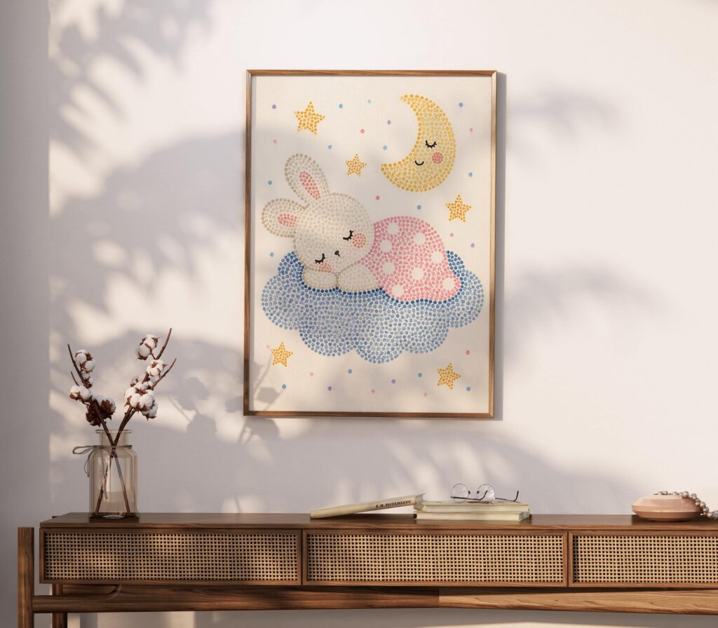 Sleeping Bunny Moon Cloud Print