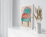 Sleeping Cat on Chair Print
