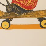Snail on Skateboard Print