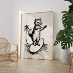 Surfing Cat Print