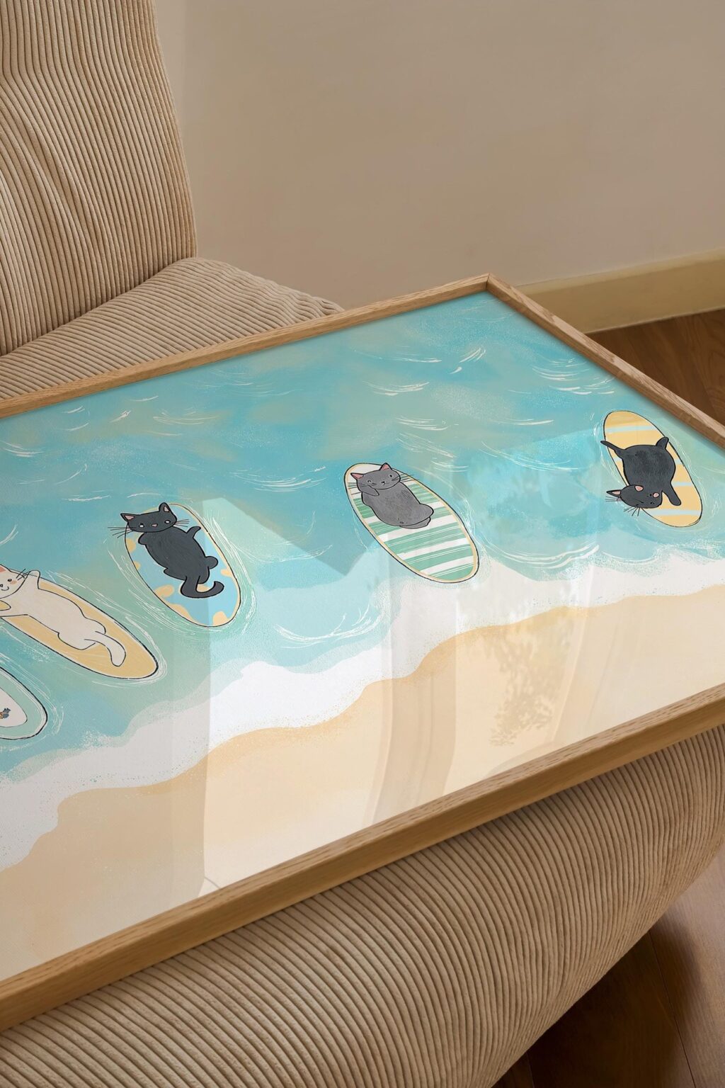 Surfing Cats Beach Print