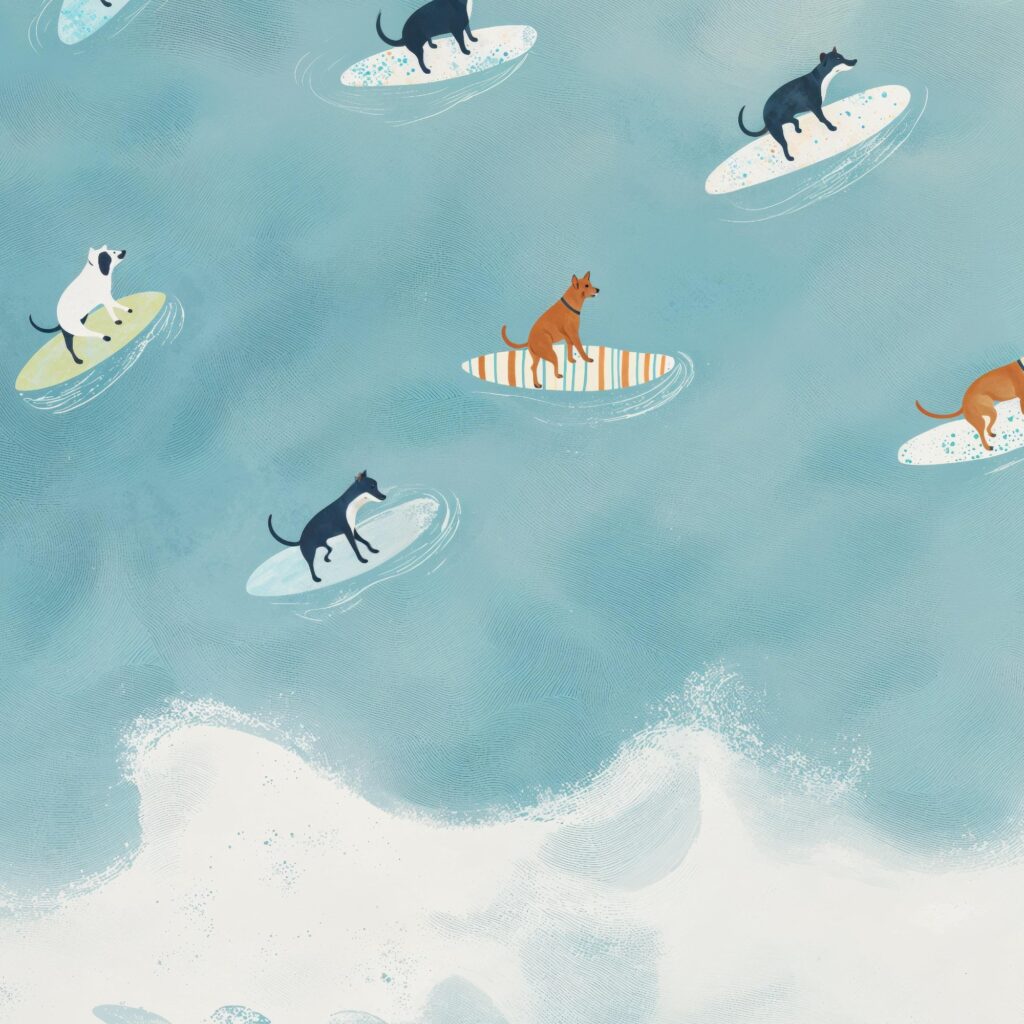Surfing Dogs Art Print