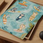Surfing Jungle Animals Nursery Art Print