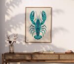 Teal Lobster Folk Art Print