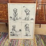 Teddy Bear Playing Golf in Four Sketches Print