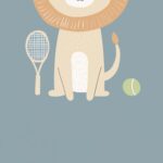 Tennis Lion Nursery Print