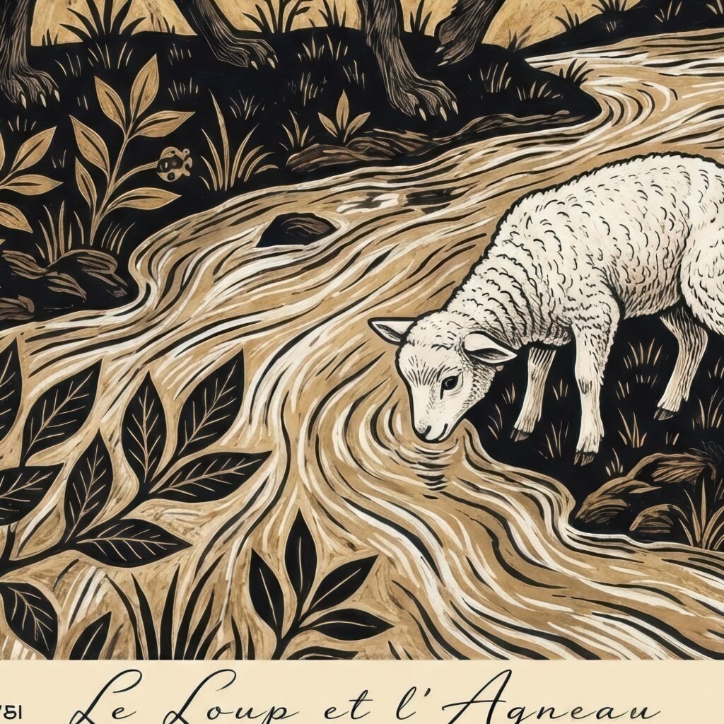 The Wolf And the Lamb La Fontaine Fable Art
