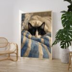 Tuxedo Sleeping Cat Print