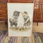 Two Kittens Playing Croquet in Vintage Clothes Print