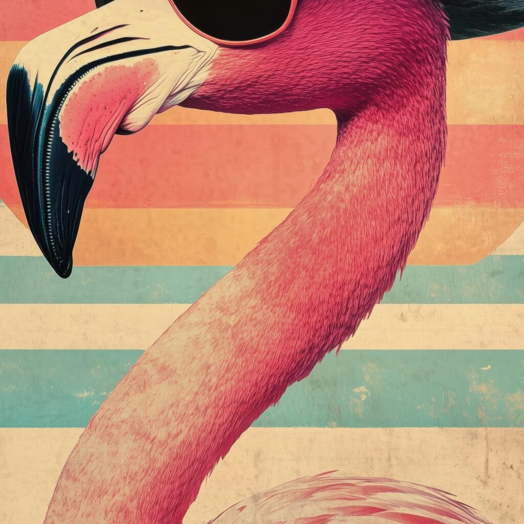 Vintage Cowboy Flamingo Art Print