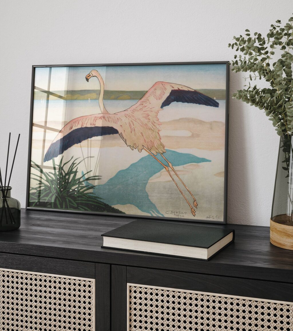 Vintage Flamingo Art Deco Print