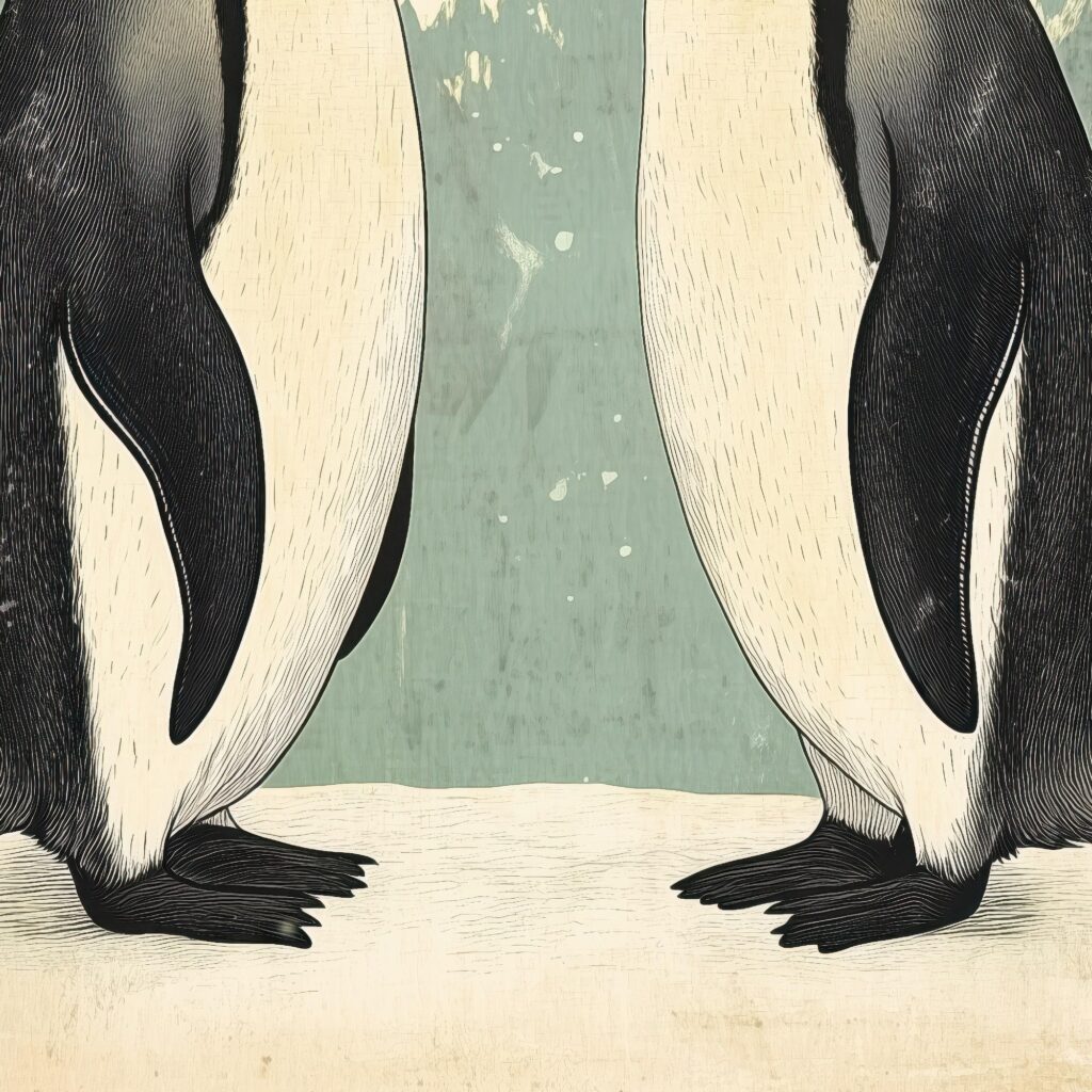 Vintage Penguin Couple Art Print