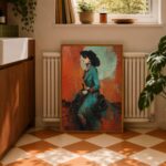 Western Cowgirl in Teal and Orange Print