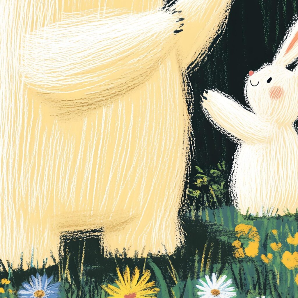 Whimsical Bear and Rabbit Nursery Art Print