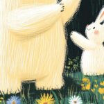 Whimsical Bear and Rabbit Nursery Art Print