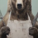 Whimsical Chef Bear Illustration Kitchen Wall Art