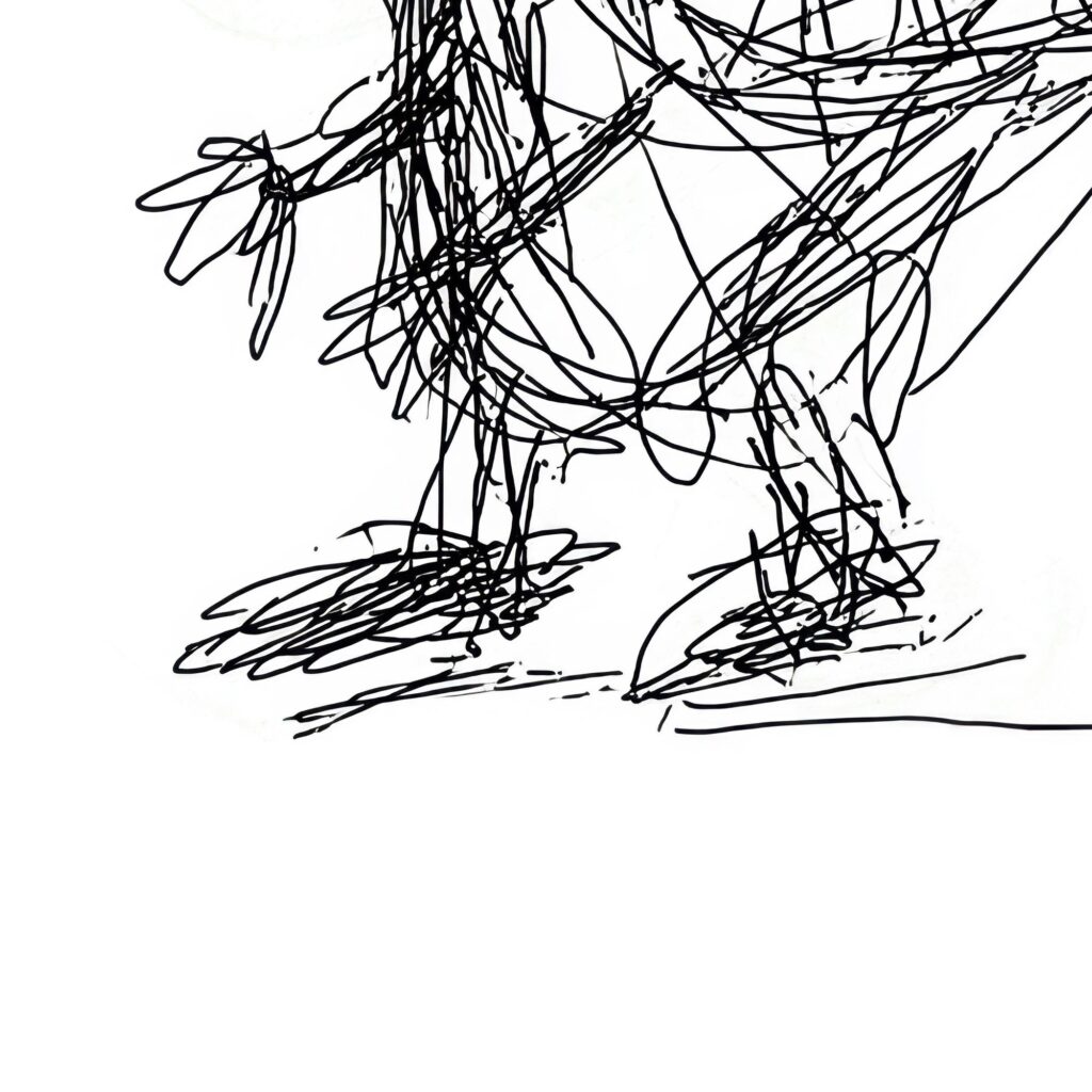 Whimsical Scribble Dinosaur Sketch Art Print