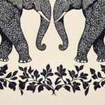 William Morris Black and White Elephant Wall Art