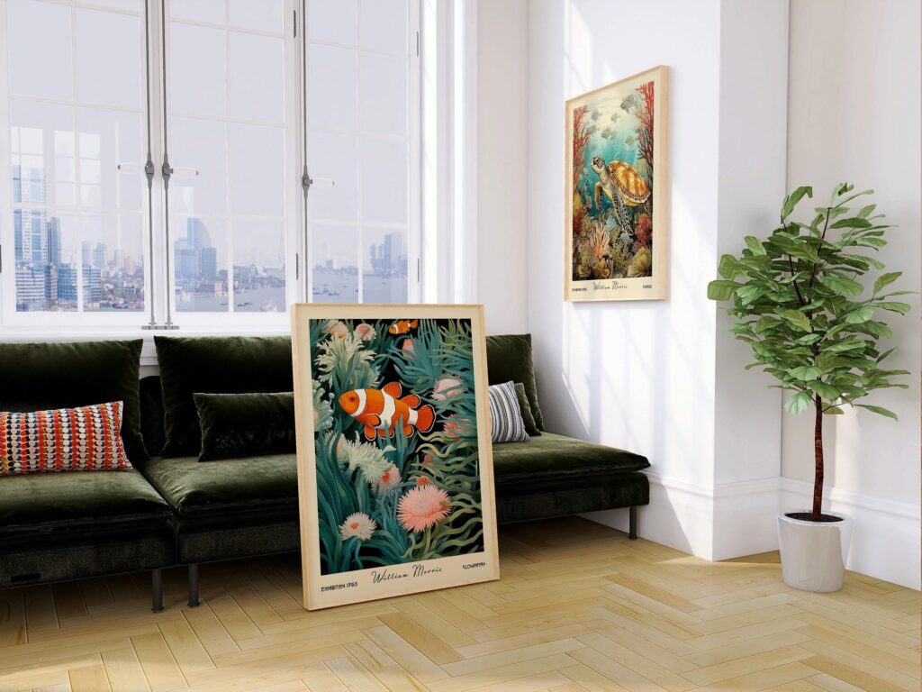 William Morris Clownfish & Turtle Print Set