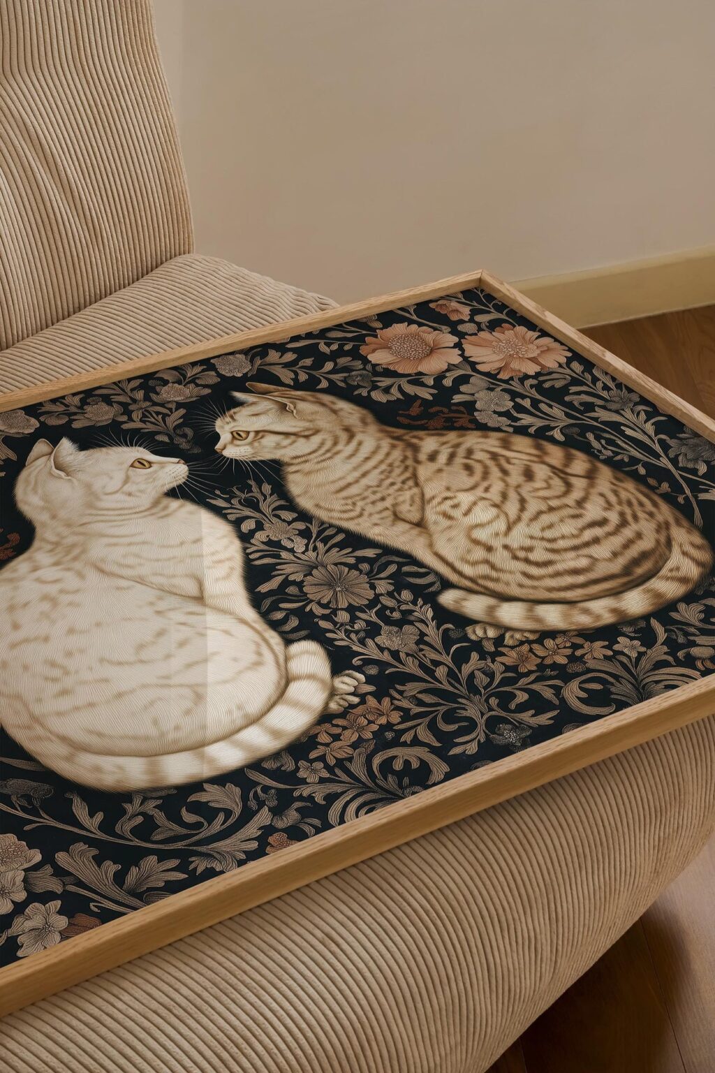 William Morris Style Cat Art Print